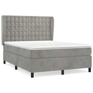 Box spring postel s matrací světle šedá 140x190 cm samet - obrázek 2