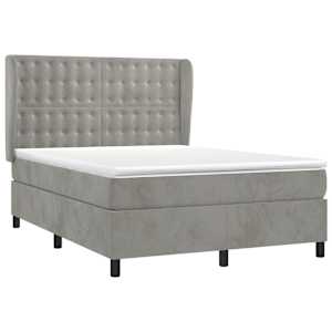Box spring postel s matrací světle šedá 140x190 cm samet - obrázek 3