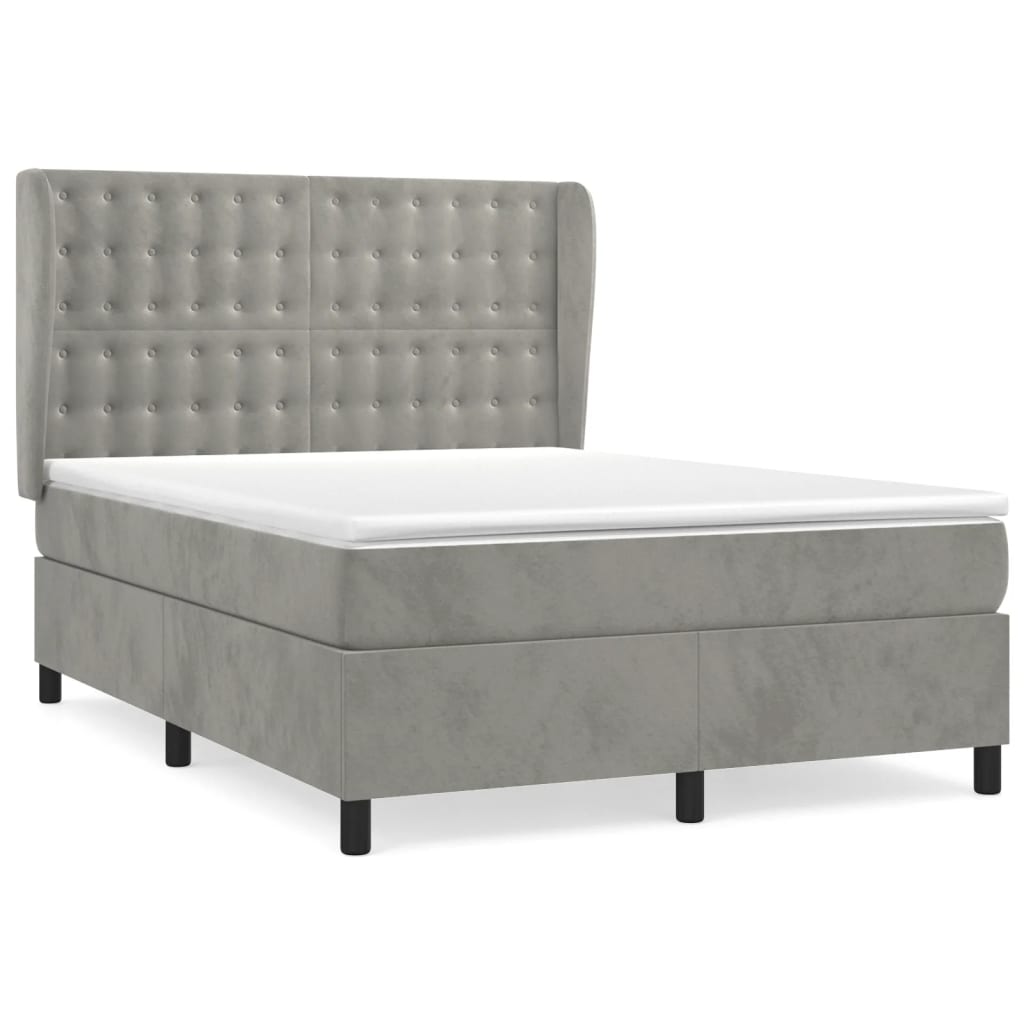 Thumbnail - vidaXL Boxspringbett mit Matratze Hellgrau 140x200 cm Samt