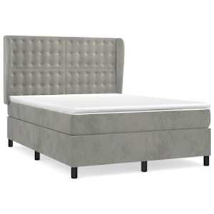 Box spring postel s matrací světle šedá 140x200 cm samet - obrázek 2