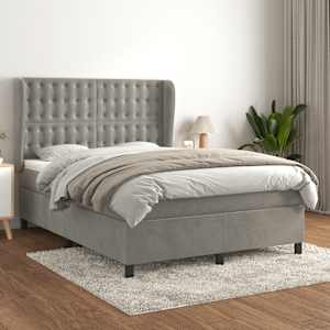 Box spring postel s matrací světle šedá 140x200 cm samet - obrázek 1
