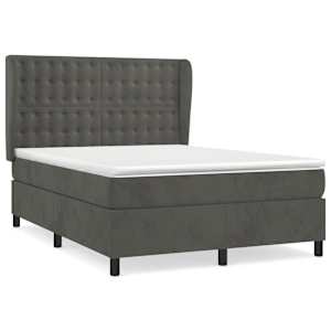 Box spring postel s matrací tmavě šedá 140x200 cm samet - obrázek 2