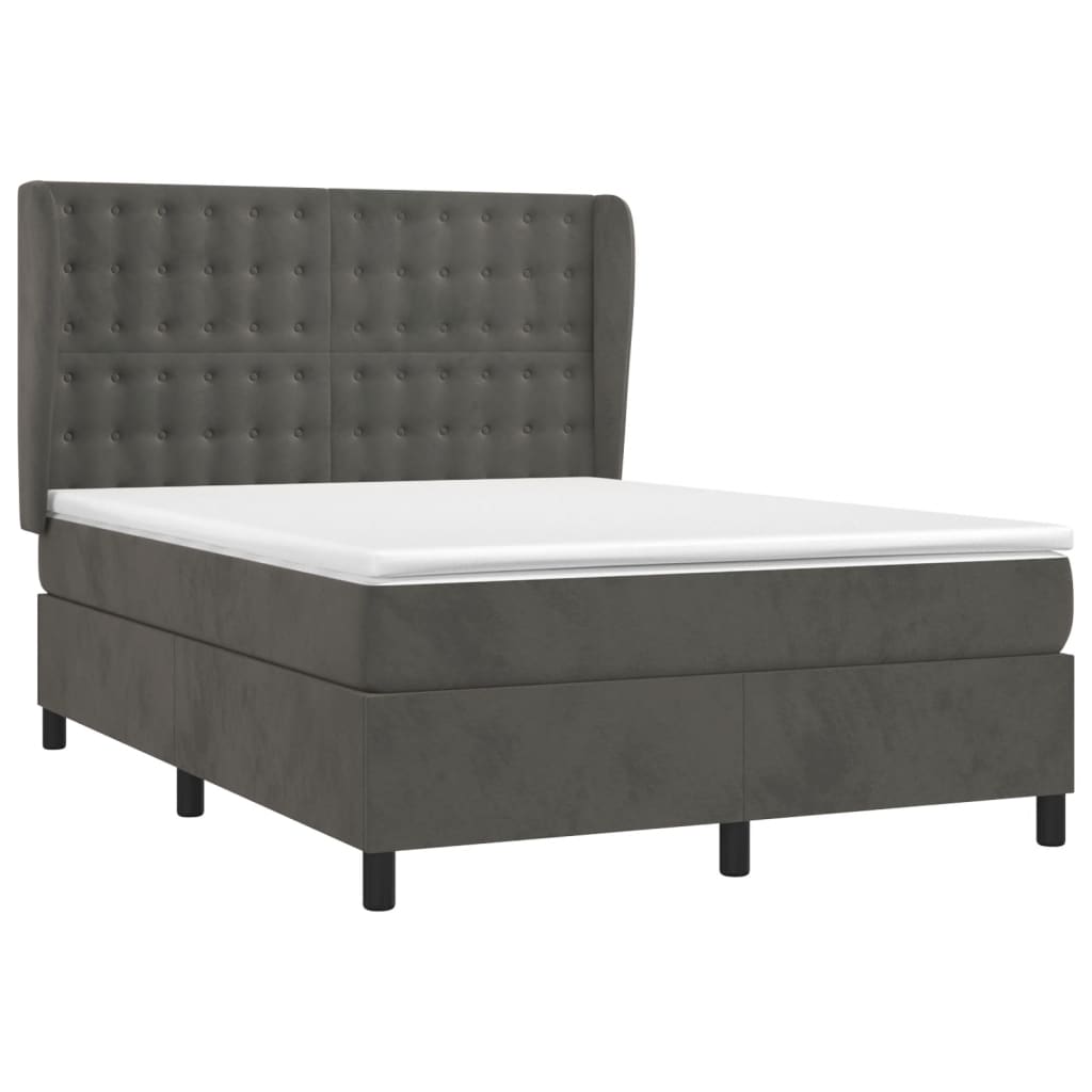 Thumbnail - vidaXL Boxspringbett mit Matratze Dunkelgrau 140x200 cm Samt