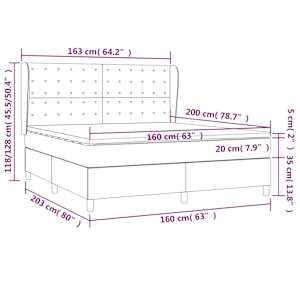 Box spring postel s matrací světle šedá 160x200 cm samet - obrázek 7