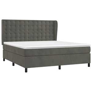 Box spring postel s matrací tmavě šedá 160x200 cm samet - obrázek 3