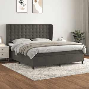 Box spring postel s matrací tmavě šedá 160x200 cm samet - obrázek 1
