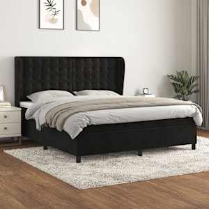 Box spring postel s matrací černá 160x200 cm samet - obrázek 1