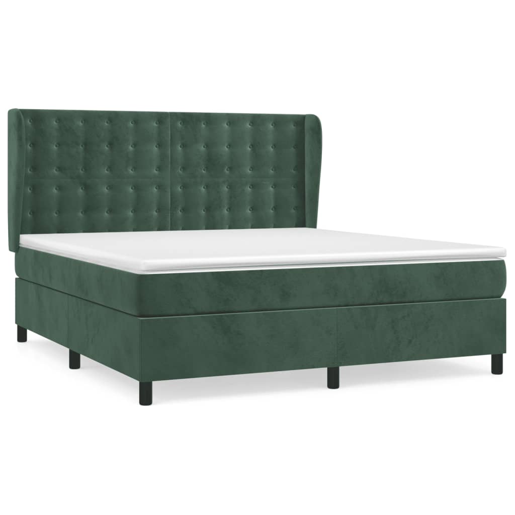Thumbnail - vidaXL Boxspringbett mit Matratze Dunkelgrün 160x200 cm Samt