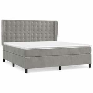 Box spring postel s matrací světle šedá 180x200 cm samet - obrázek 2