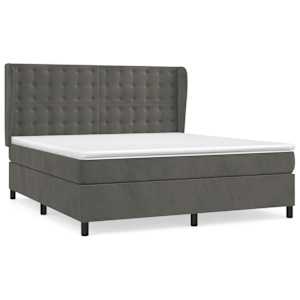 Box spring postel s matrací tmavě šedá 180x200 cm samet - obrázek 2