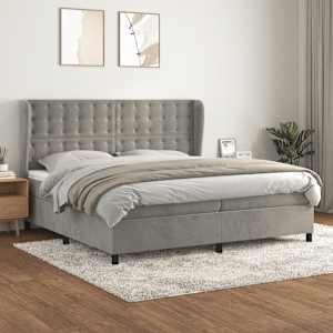 Box spring postel s matrací světle šedá 200x200 cm samet - obrázek 1