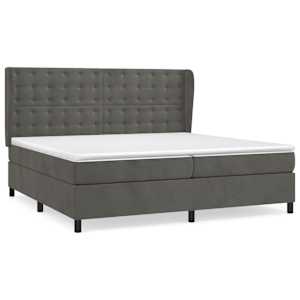 Box spring postel s matrací tmavě šedá 200x200 cm samet - obrázek 2