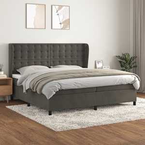 Box spring postel s matrací tmavě šedá 200x200 cm samet - obrázek 1