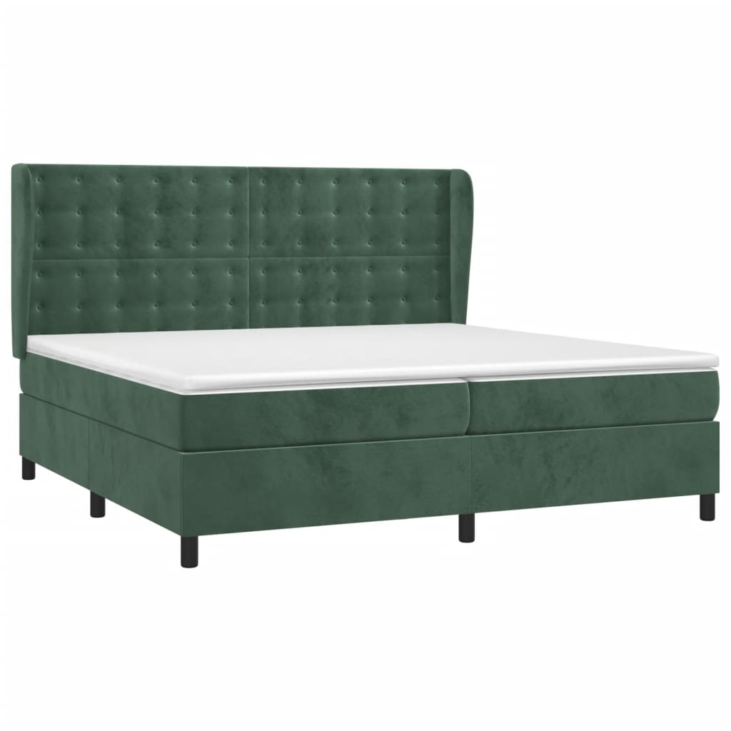 vidaXL Boxspring met matras fluweel donkergroen 200x200 cm afbeelding