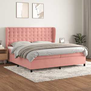 Box spring postel s matrací růžová 200x200 cm samet - obrázek 1