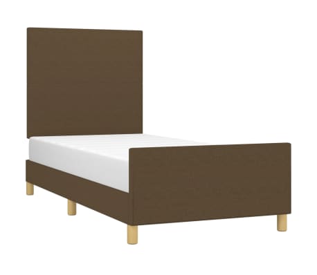 vidaXL Рамка за легло с табла, тъмнокафява, 90x190 см, плат