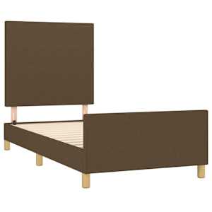 Rám postele bez matrace tmavě hnědá 90 x 190 cm textil - obrázek 4