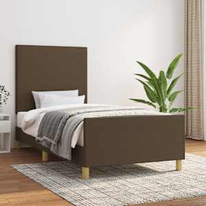 Rám postele bez matrace tmavě hnědá 90 x 190 cm textil - obrázek 1