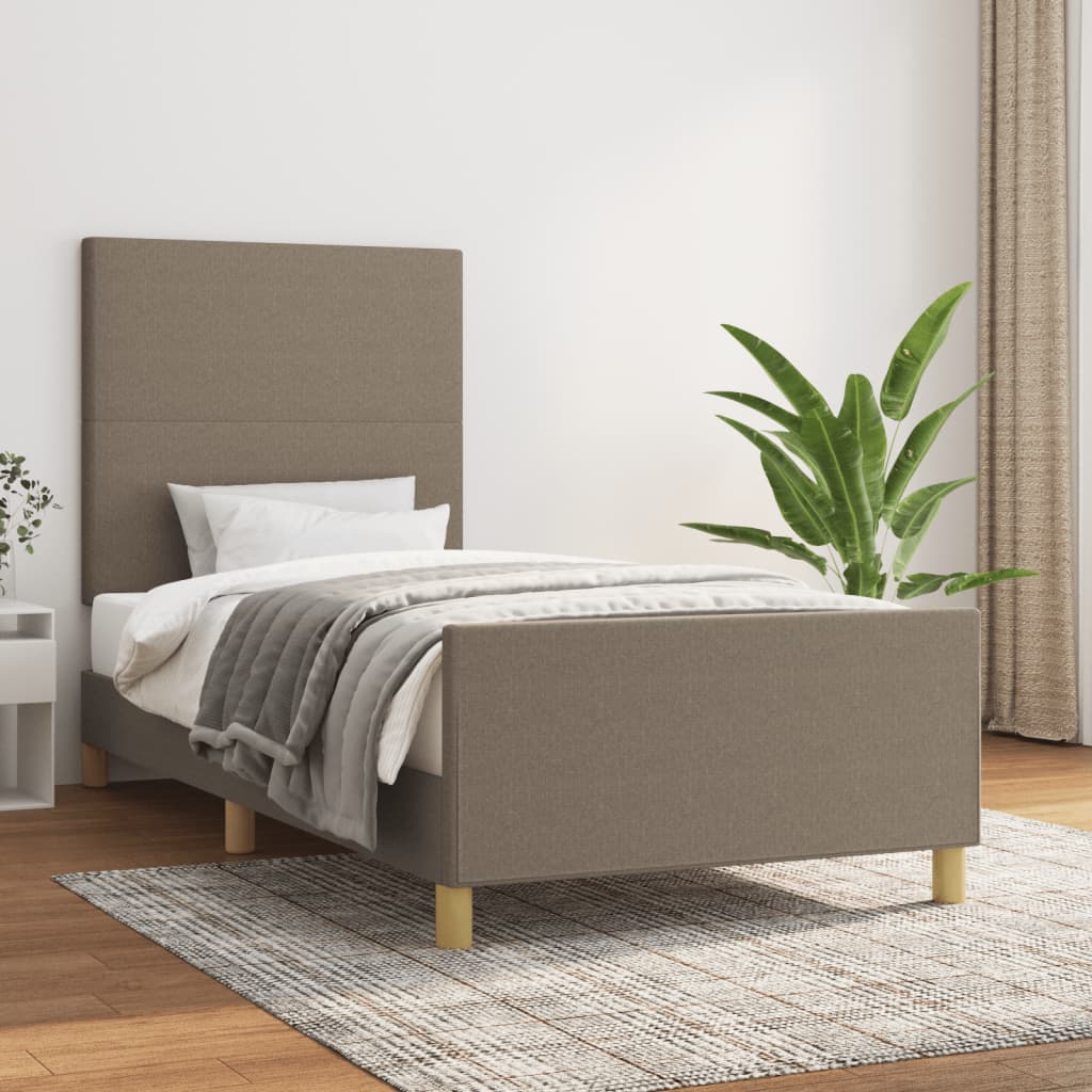 vidaXL Cadru de pat fără saltea Taupe 90x200 cm țesătură