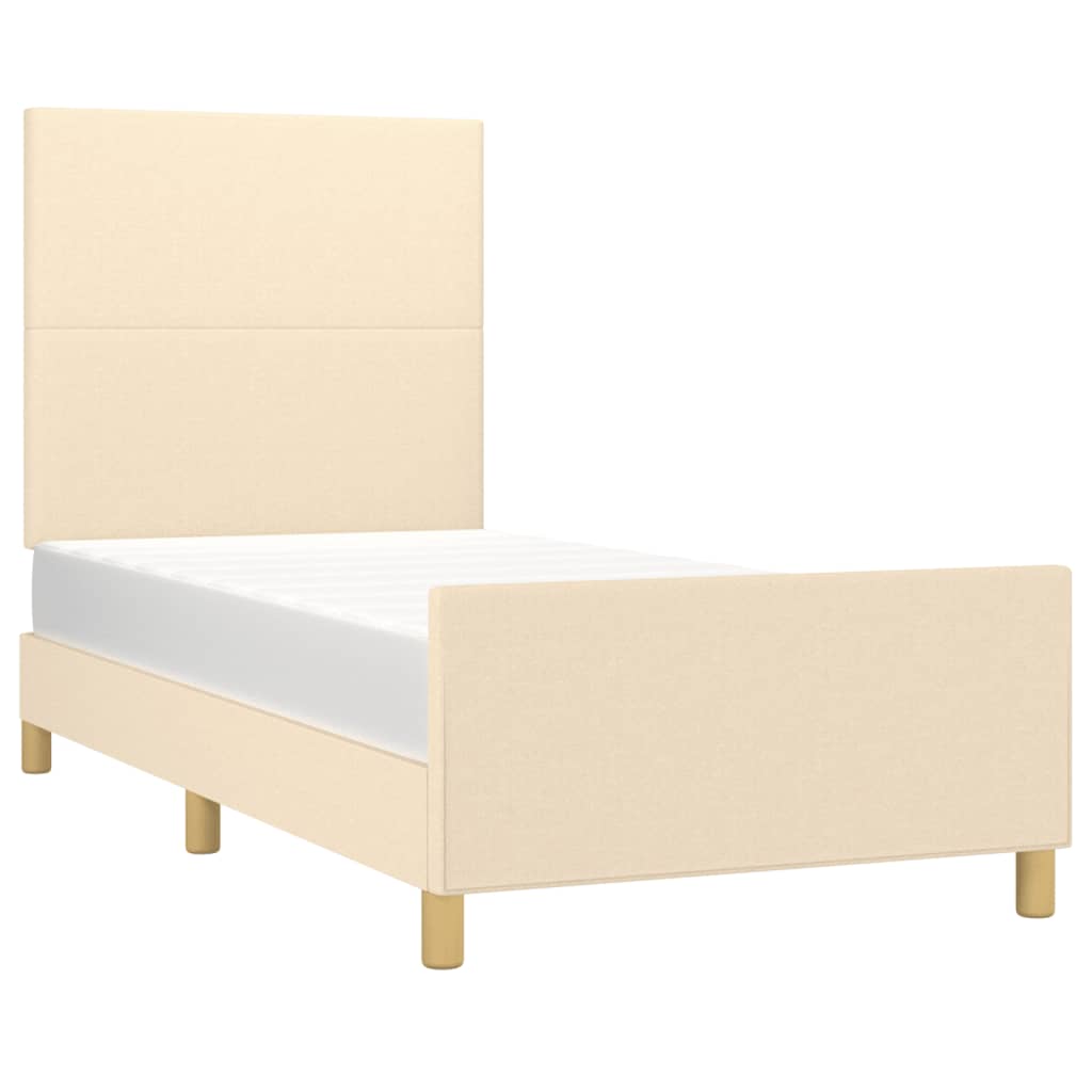 vidaXL Bedframe zonder matras 90x200 cm stof crèmekleurig afbeelding