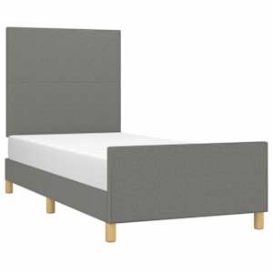 Rám postele bez matrace tmavě šedá 100 x 200 cm textil - obrázek 3