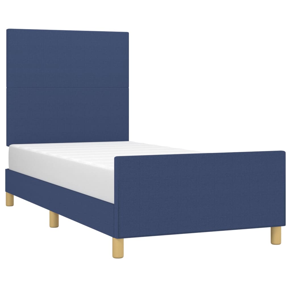 vidaXL Estructura de cama con cabecero de tela azul 100x200 cm