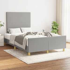 Rám postele bez matrace světle šedá 120 x 200 cm textil - obrázek 1