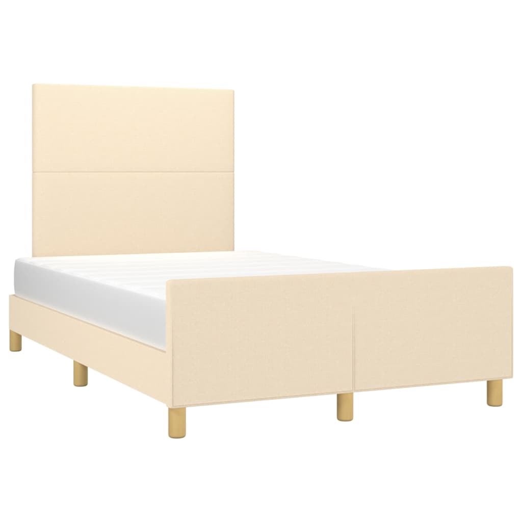 vidaXL Estructura de cama con cabecero de tela color crema 120x200 cm