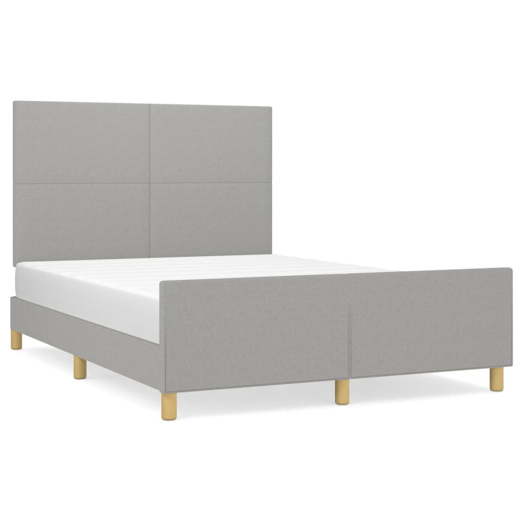 vidaXL Rám postele bez matrace světle šedý 140 x 190 cm textil