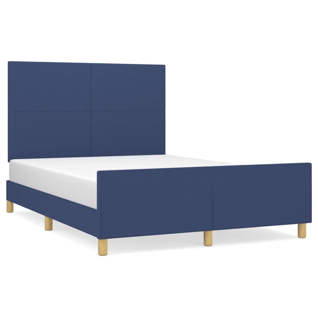 Thumbnail - vidaXL Bettgestell ohne Matratze Blau 140x190 cm Stoff