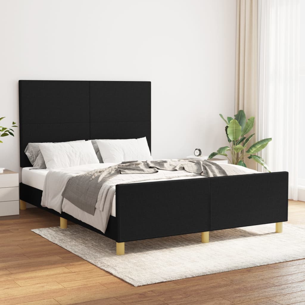 vidaXL Cadru de pat cu tÄƒblie, negru, 140×200 cm, textil