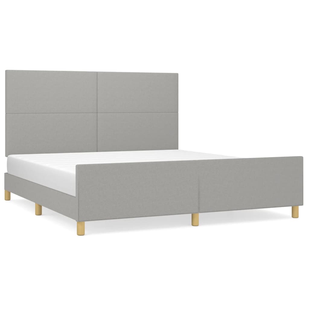 vidaXL Bedframe met hoofdeinde stof lichtgrijs 160x200 cm