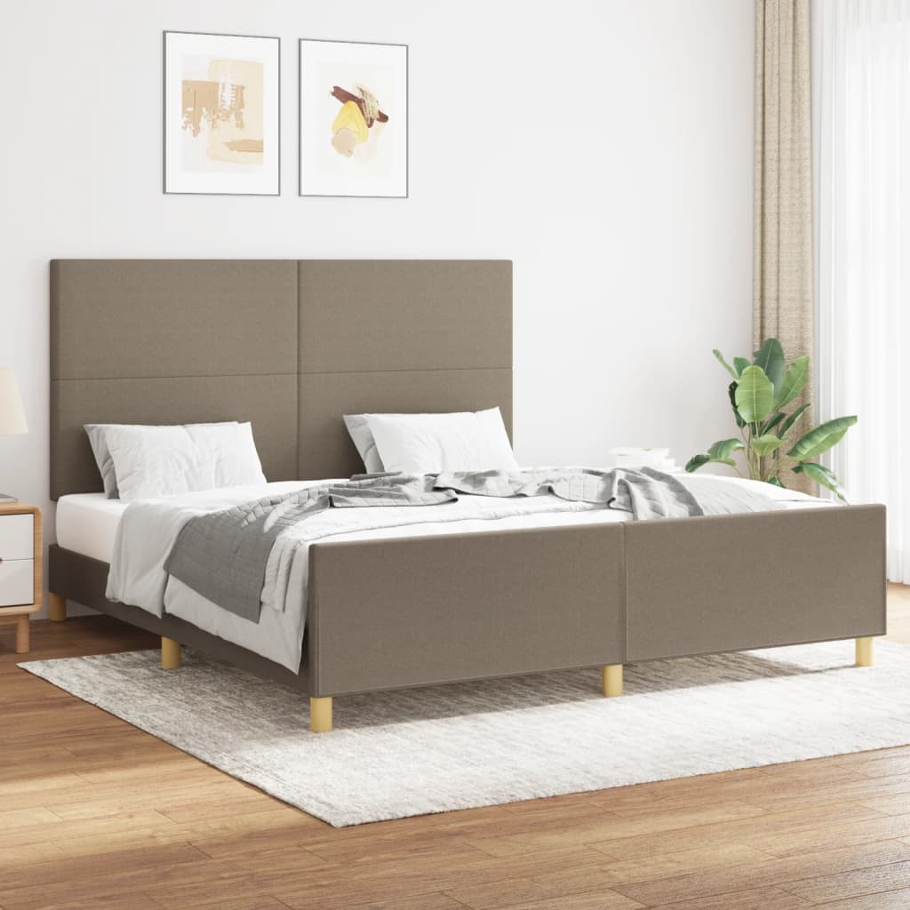 Bettgestell mit Kopfteil Taupe 160×200 cm Stoff