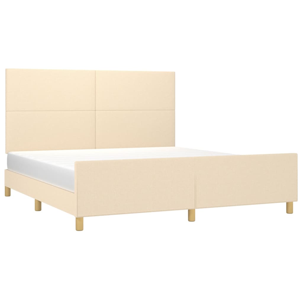 vidaXL krémszínű szövet ágykeret matrac nélkül 160 x 200 cm