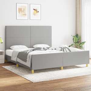 Rám postele bez matrace světle šedý 180 x 200 cm textil - obrázek 1