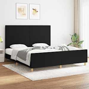 Rám postele bez matrace černý 180 x 200 cm textil - obrázek 1