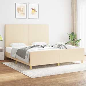 Rám postele bez matrace krémový 180 x 200 cm textil - obrázek 1