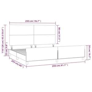 Rám postele bez matrace černý 200 x 200 cm textil - obrázek 14