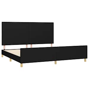Rám postele bez matrace černý 200 x 200 cm textil - obrázek 4