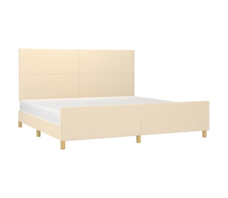 vidaXL Cadre de lit avec tête de lit Crème 200 x 200 cm Tissu