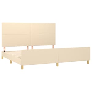 Rám postele bez matrace krémový 200 x 200 cm textil - obrázek 4