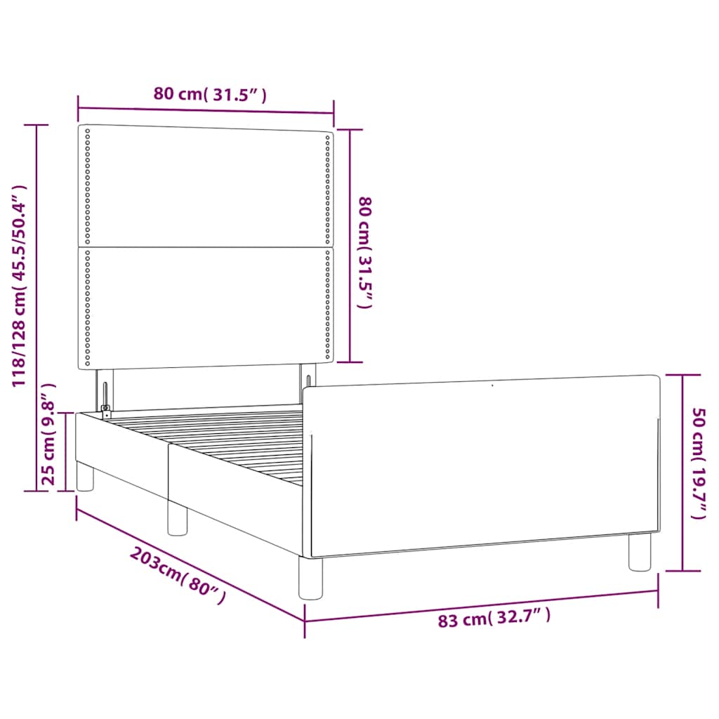 Rám postele bez matrace černá 80 x 200 cm textil - obrázek 14