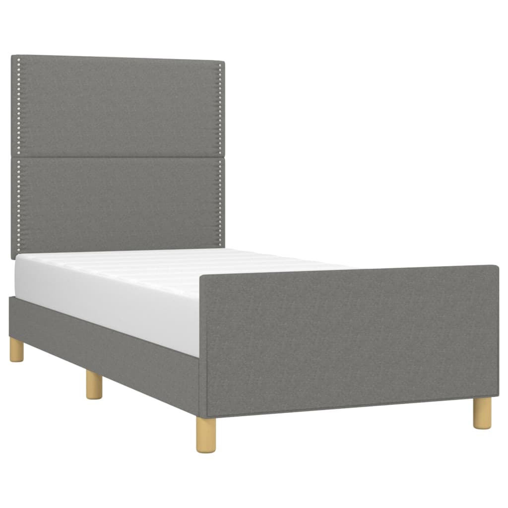vidaXL Bedframe zonder matras 90x190 cm stof donkergrijs afbeelding
