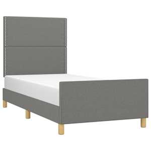 Rám postele bez matrace tmavě šedá 90 x 190 cm textil - obrázek 3