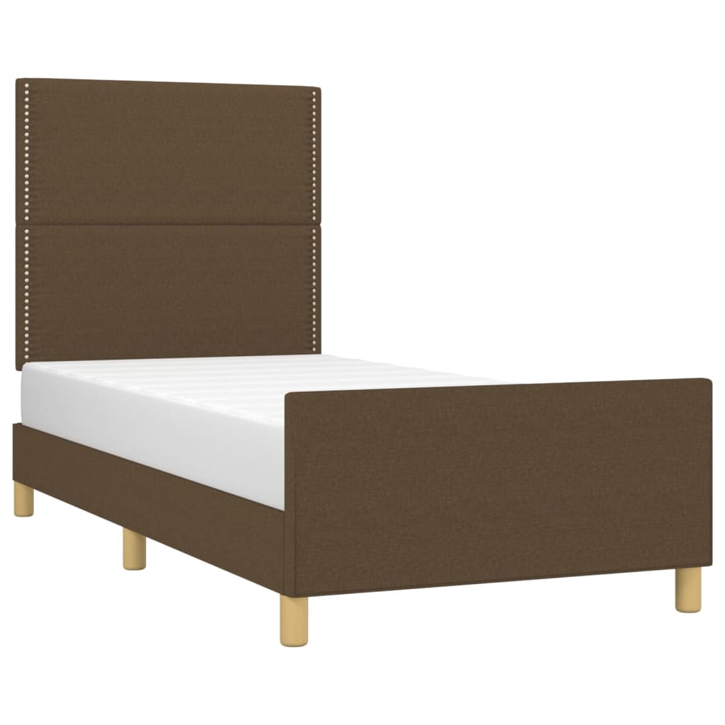vidaXL Bedframe zonder matras 90x190 cm stof donkerbruin afbeelding