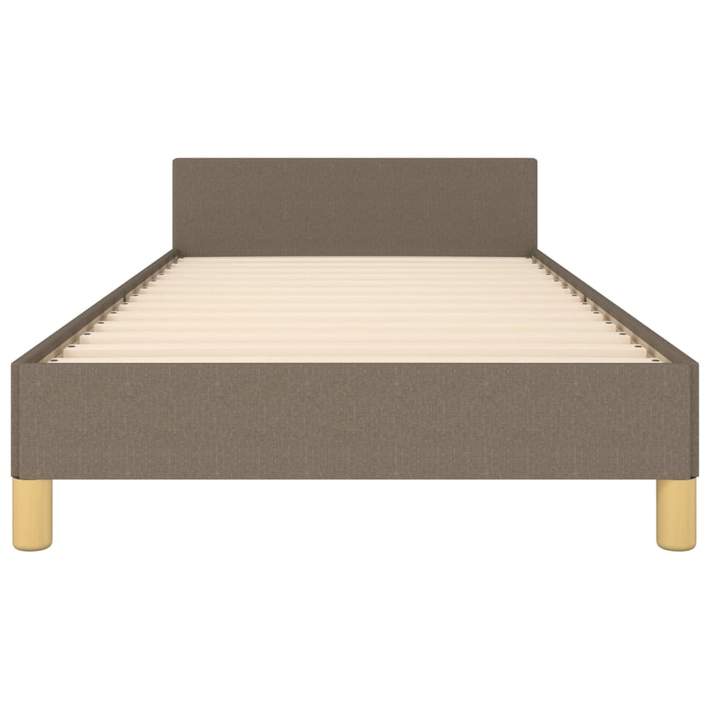 Cadru de pat cu tăblie, gri taupe, 90x190 cm, textil