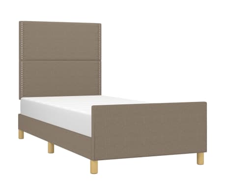 vidaXL Estructura de cama con cabecero de tela gris taupe 90x190 cm