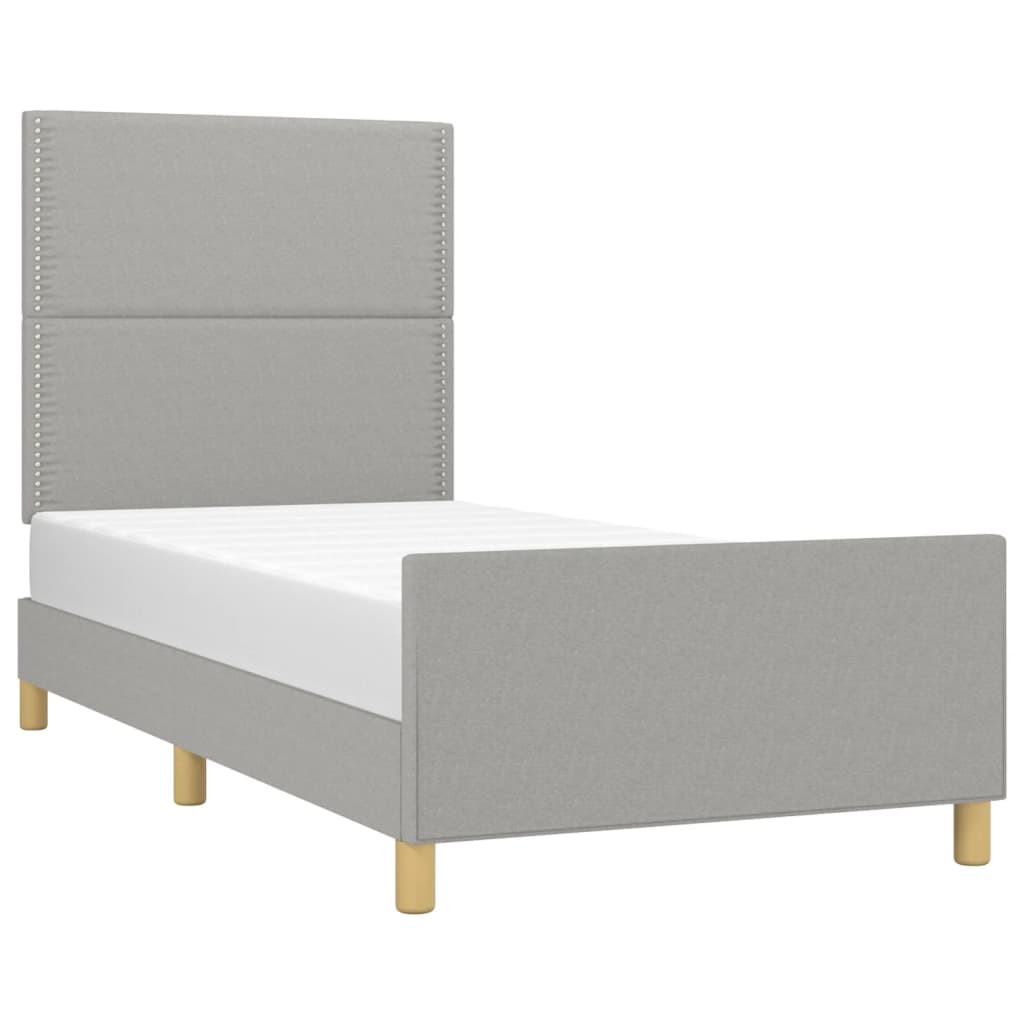 vidaXL Bedframe zonder matras 90x200 cm stof lichtgrijs afbeelding