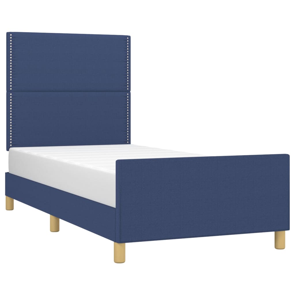 vidaXL Estructura de cama con cabecero de tela azul 90x200 cm