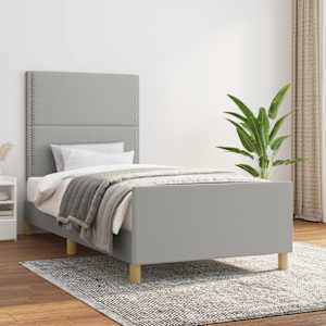Rám postele bez matrace světle šedá 100 x 200 cm textil - obrázek 1